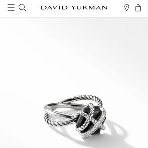 David Yurman Cable Wrap Ring with Black Onyx and Pave Diamonds